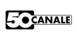 Logo di un'emittente televisiva mostrante il numero 50 e la parola Canale in caratteri neri su sfondo bianco.